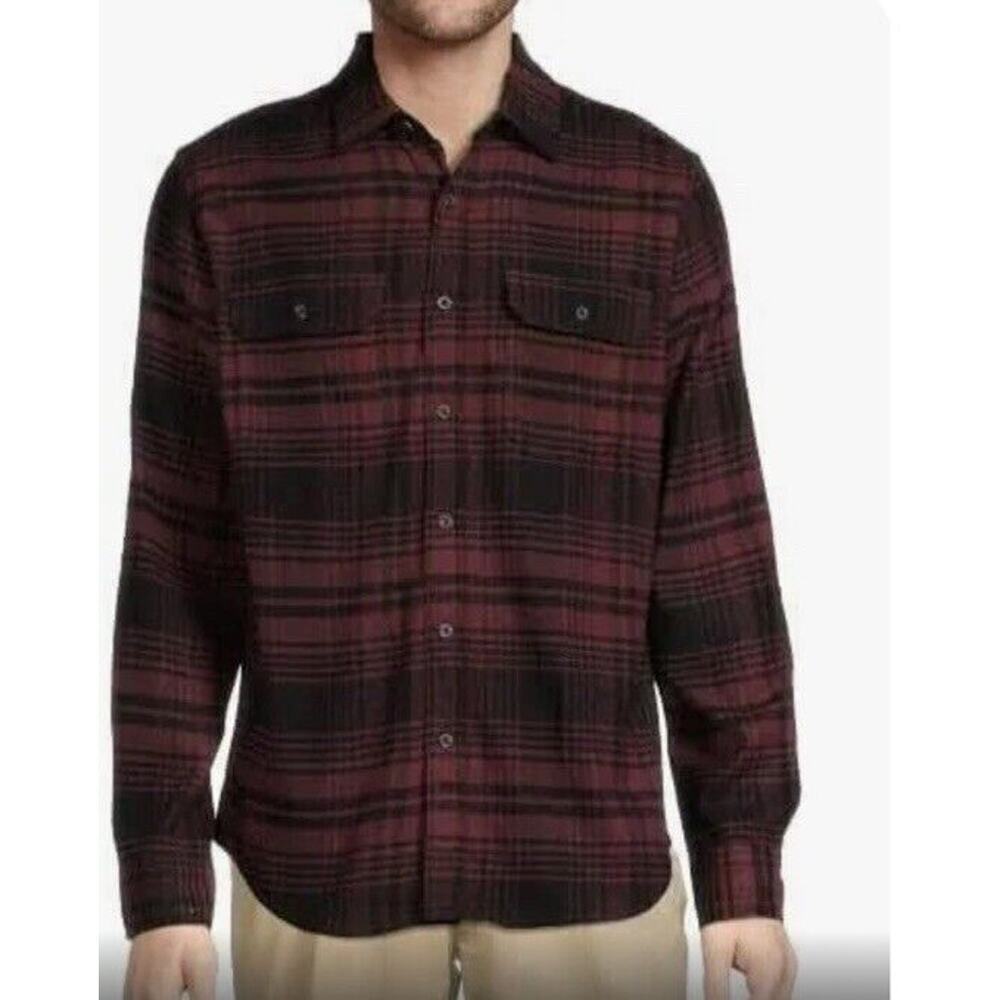 George Chianti Plaid Flannel Men’s 2XLT 50-52 Button Closure